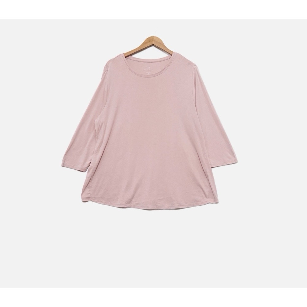 J Jill Top Size 2X Pima 3/4 Slv Side Inset Tee Casual Minimalist Layers Normcore